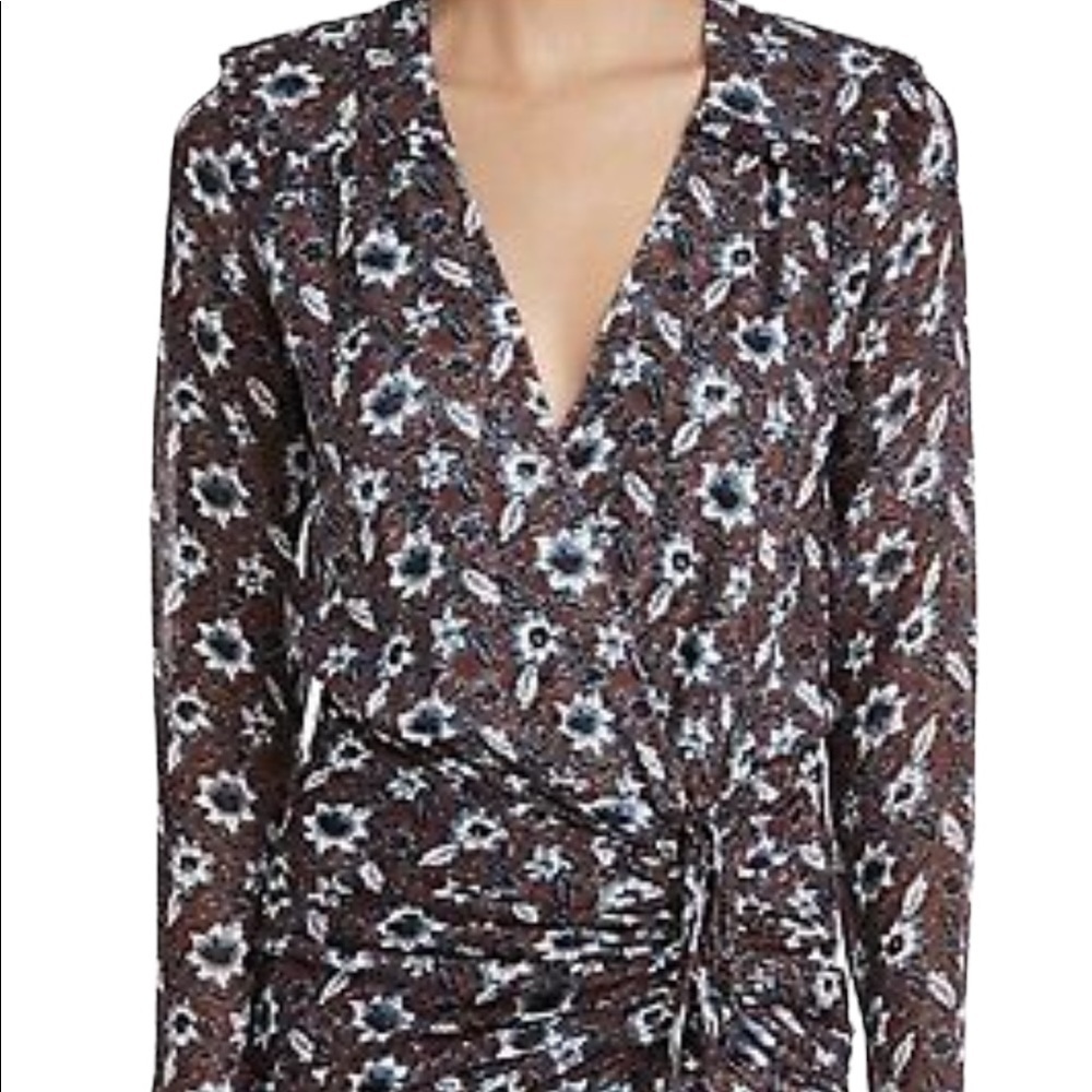 Veronica Beard Anjali Silk Floral Ruffled Ruched Mini Dress Boho NEW - Picture 7 of 16